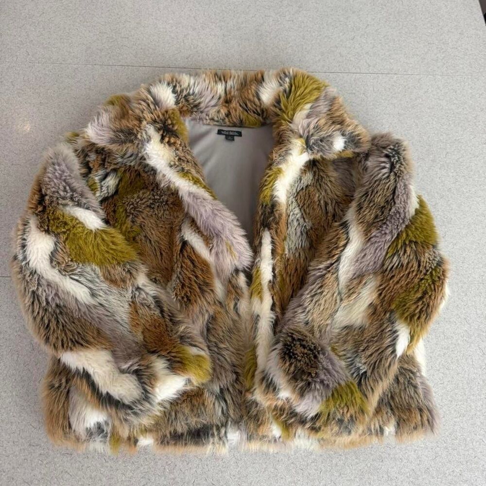 Wild Fable Women's Faux Fur Multicolored Coat size S